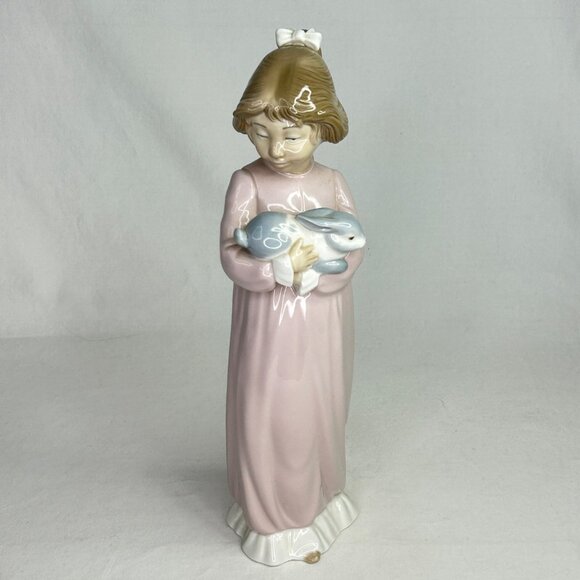 Nao By Lladro Girl W/ Bunny Figurine Porcelain Collectible 13" - Picture 1 of 10